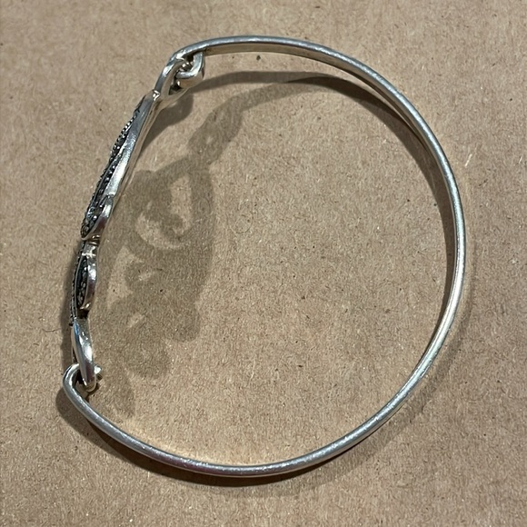 Vintage Suspicion 925 Sterling Silver & Marcasite Swirls Tension Bangle Bracelet - Picture 10 of 13